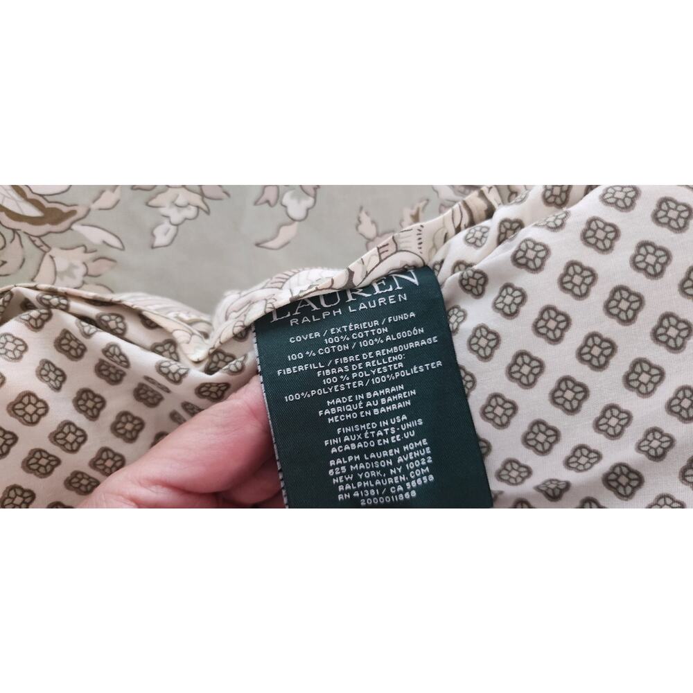 Ralph Lauren Marion Paisley Green Cotton Queen Reversible Comforter - Picture 6 of 8